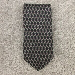 Polo Ralph Lauren Tie Mens Black Geometric Printed 100% Silk Made In USA Necktie